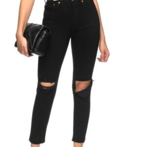 Re/Done Originals 90s High Rise worn black ankle crop jeans Destroy sz 25